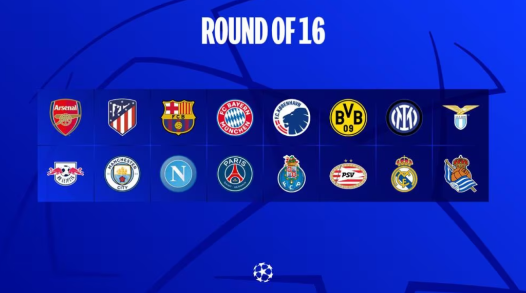 تیم های حاضر در مرحله یک هشتم نهایی فصل 2025-2024 لیگ قهرمانان اروپا