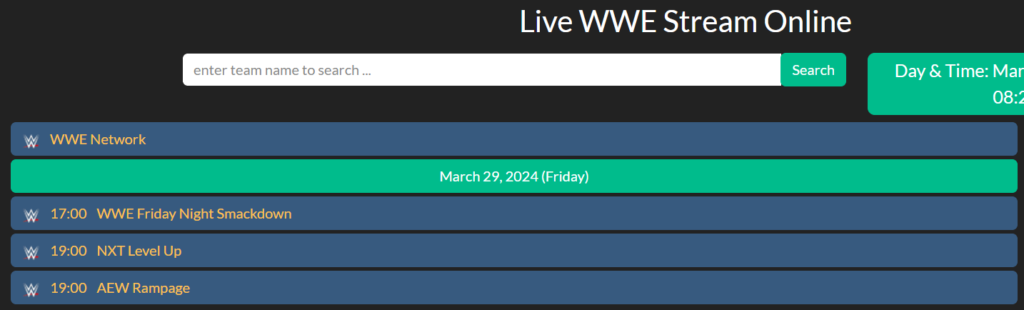 گزینه WWE انتخاب شده است
