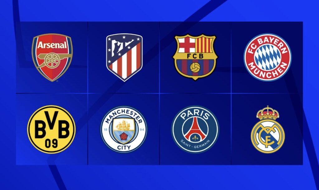 تیم های حاضر در یک چهارم نهایی لیگ قهرمانان اروپا فصل 2024-2023
