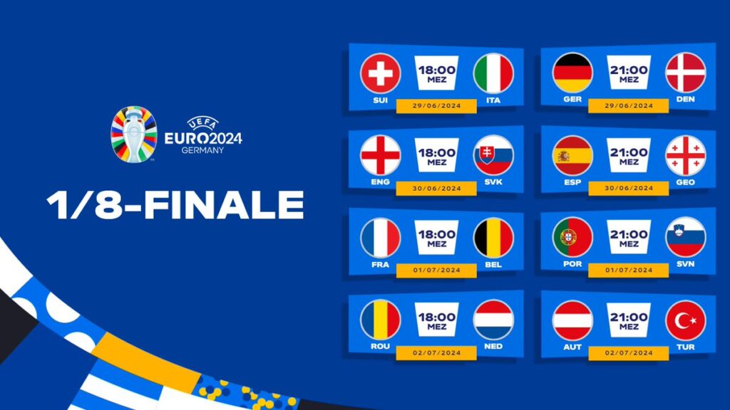 نتایج یورو 2024؛ بازی های مرحله یک هشتم نهایی